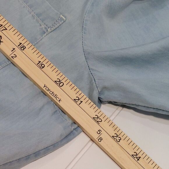 Caslon Women's Medium Chambray Shirt Dress Blue Drawstring Waist Mini Relaxed - Picture 5 of 9